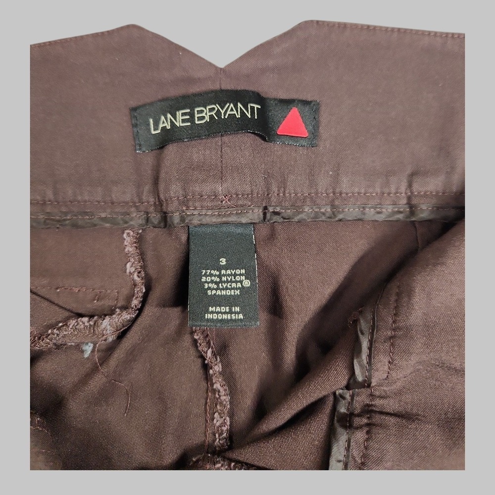 Lane Bryant Right Fit Size 3 Pants Women's 22 24 Brown Dress Trouser Stretch - Picture 6 of 7